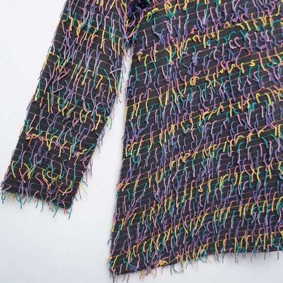 Car Pool Couture Multi Color Boho Fringe Jacket 100% Cotton M - Picture 9 of 12